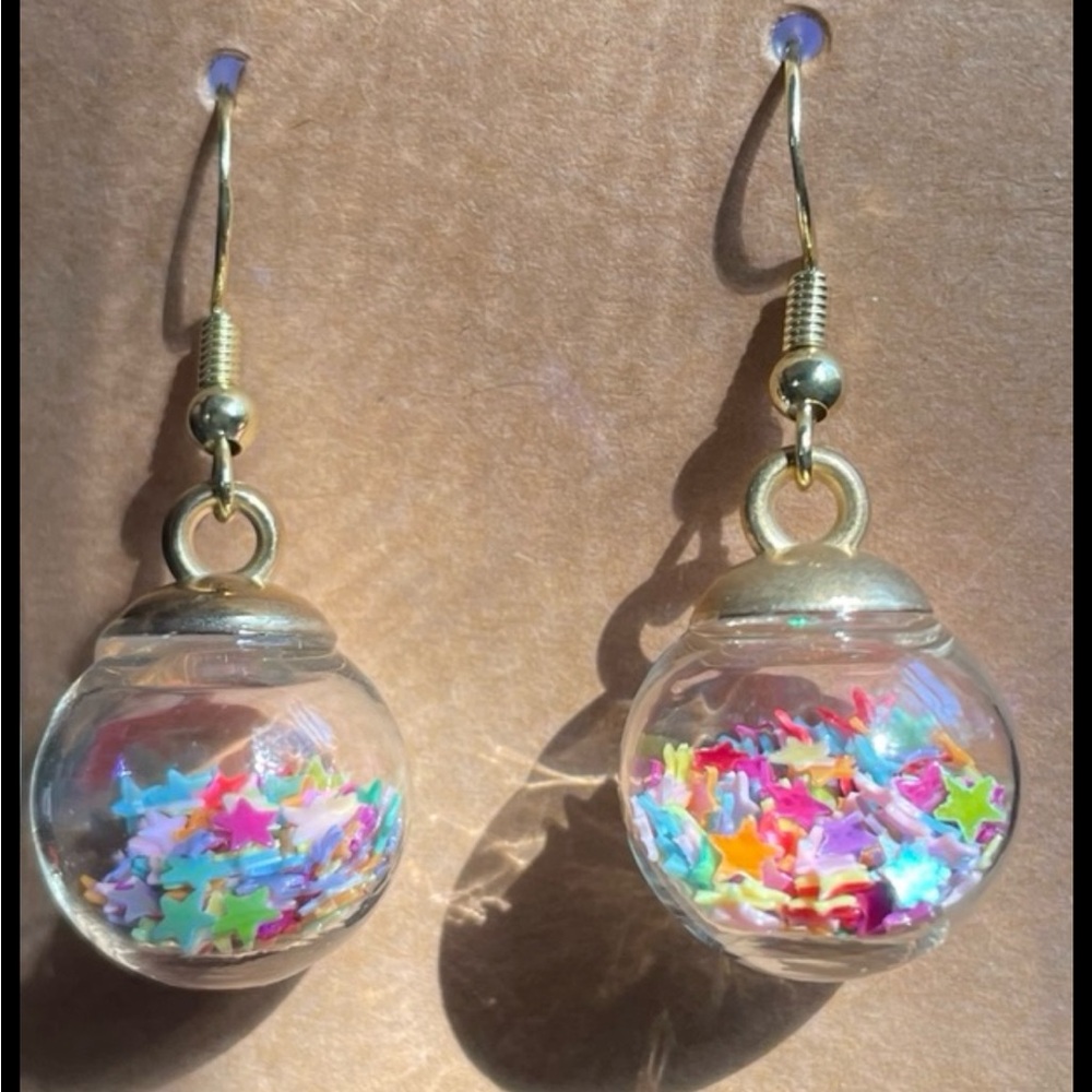 Hand Crafted Star Globe Earrings with Gold Accents